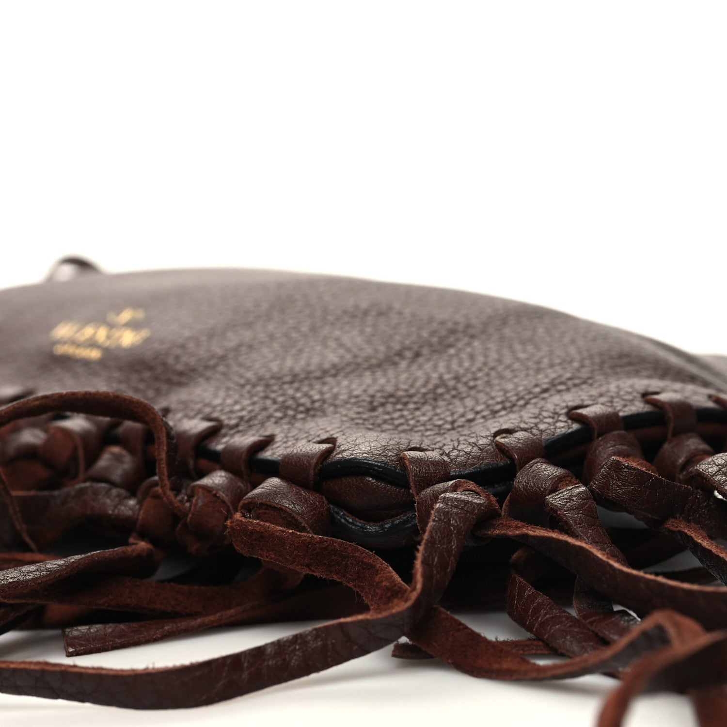 Valentino Garavani Calfskin C-Rockee Sagittarius Fringe Clutch Brown 9 of 11