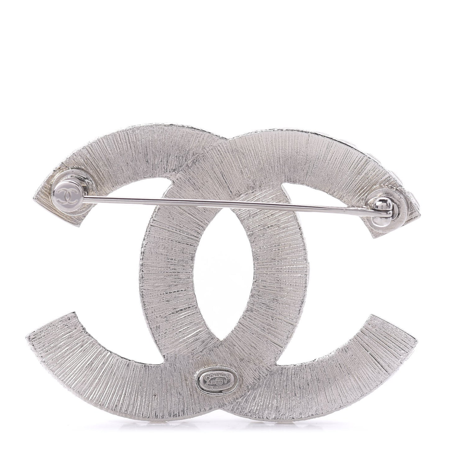 Baguette Crystal CC Brooch Silver