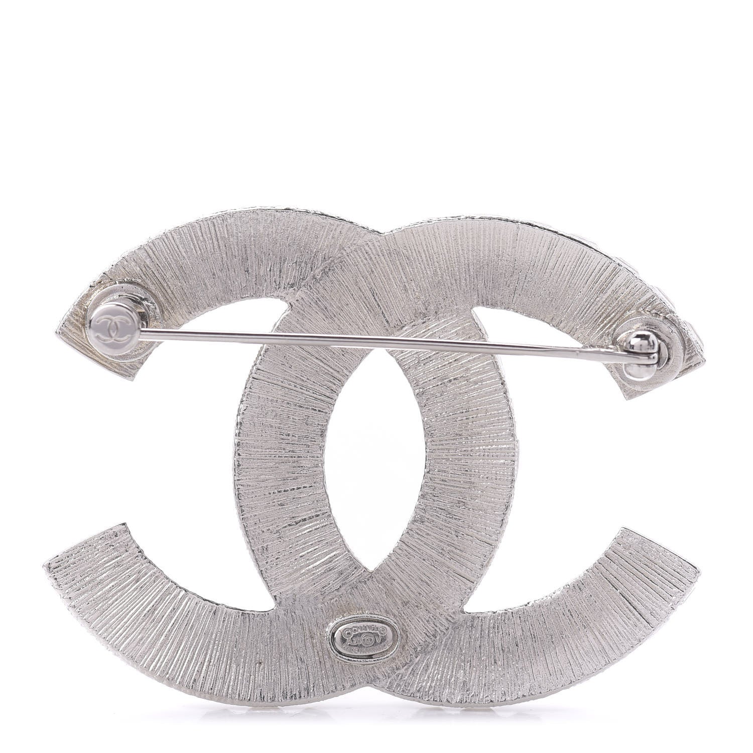 Chanel Baguette Crystal CC Brooch Silver 3 of 5