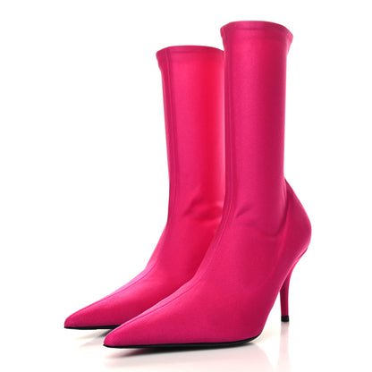 Balenciaga Matte Spandex Extreme Pointed Toe Knife 80mm Ankle Boots 37 Fluo Pink 3 of 7