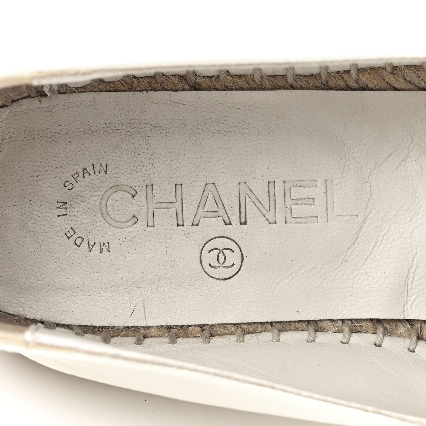 Grained Calfskin CC Espadrilles 39 White