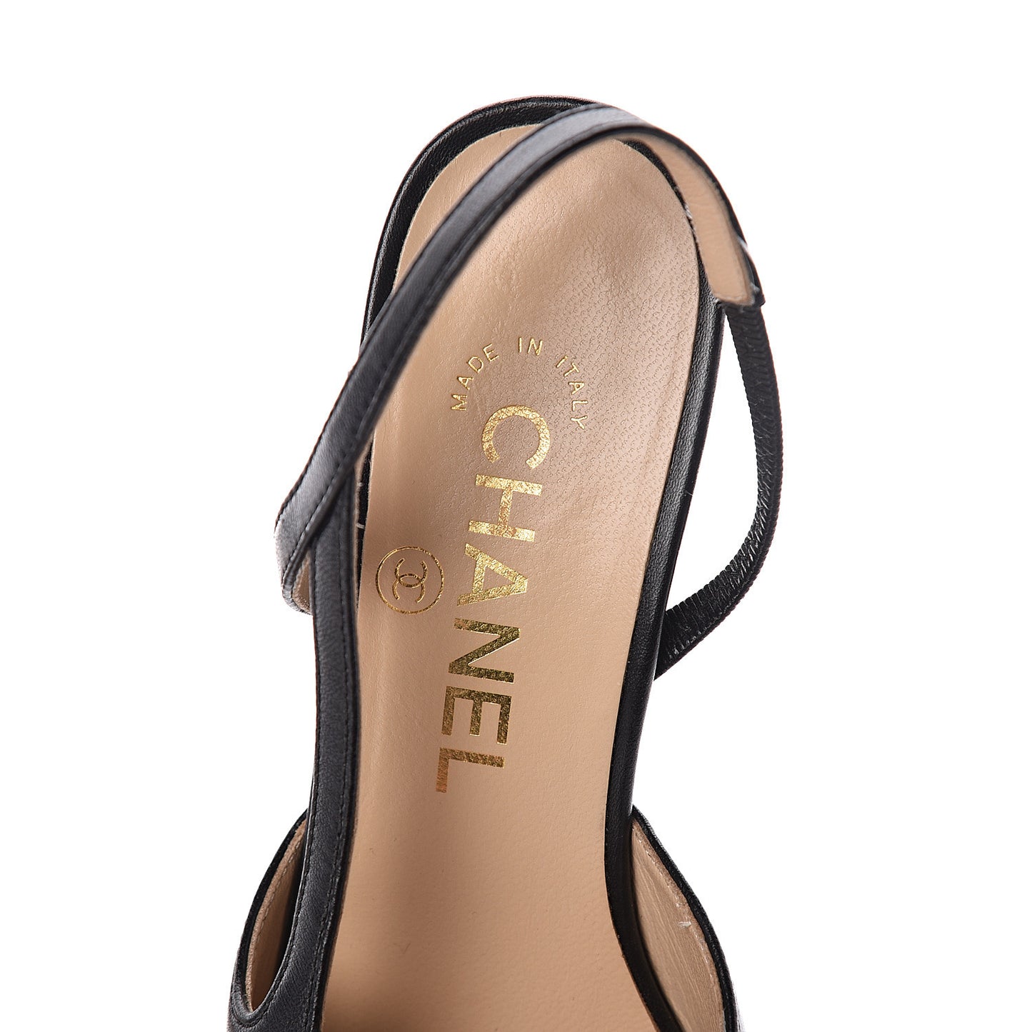 Lambskin Patent Cap Toe CC Slingback Sandals 35 Black