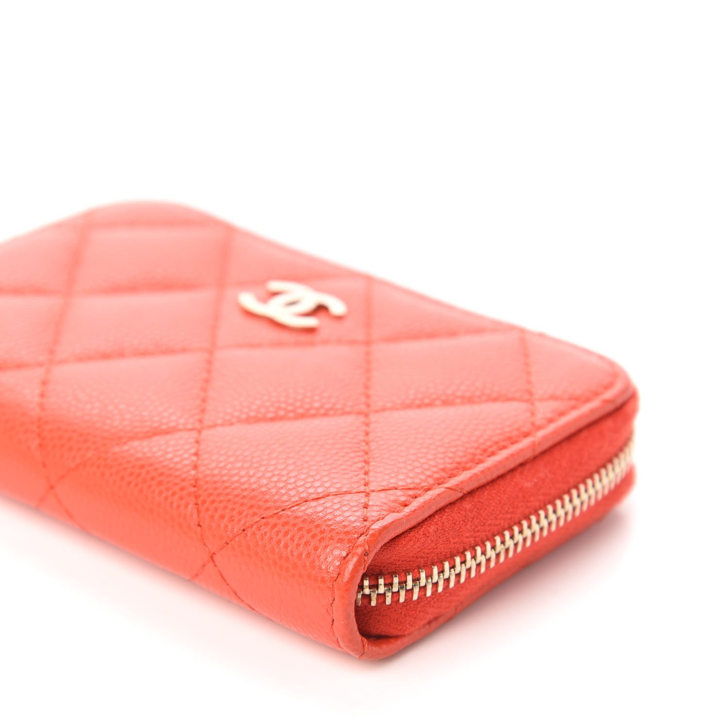 Chanel Caviar Quilted Zip Card Holder Orange 7 of 11