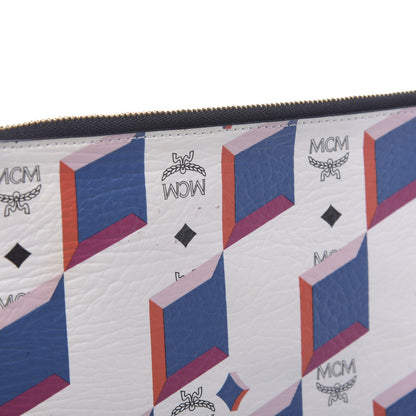 MCM Visetos Diamond Printed Zip Pouch White 10 of 12