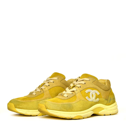 Chanel Suede Calfskin CC Sneakers 39.5 Yellow 3 of 9