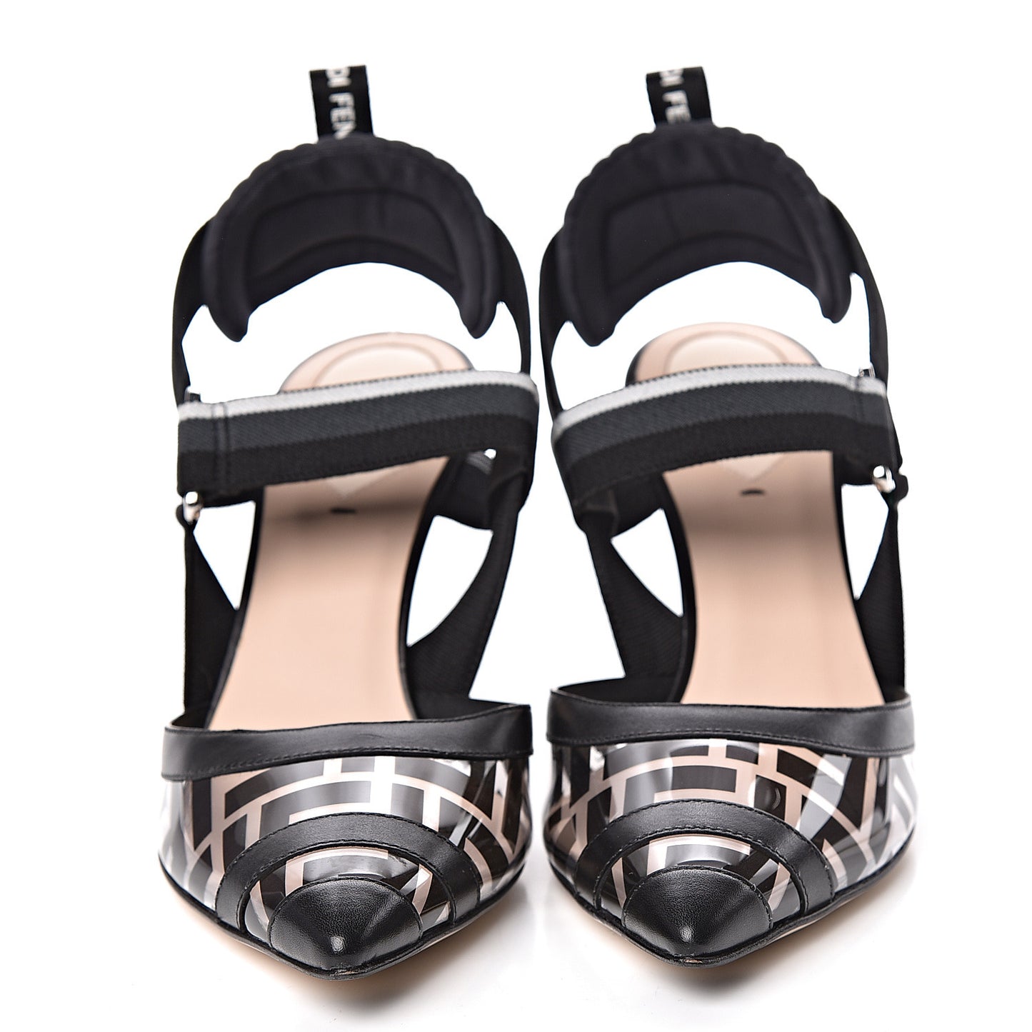 PVC Vitello FF Colibri 85mm Slingback Pumps 39 Transparent Black