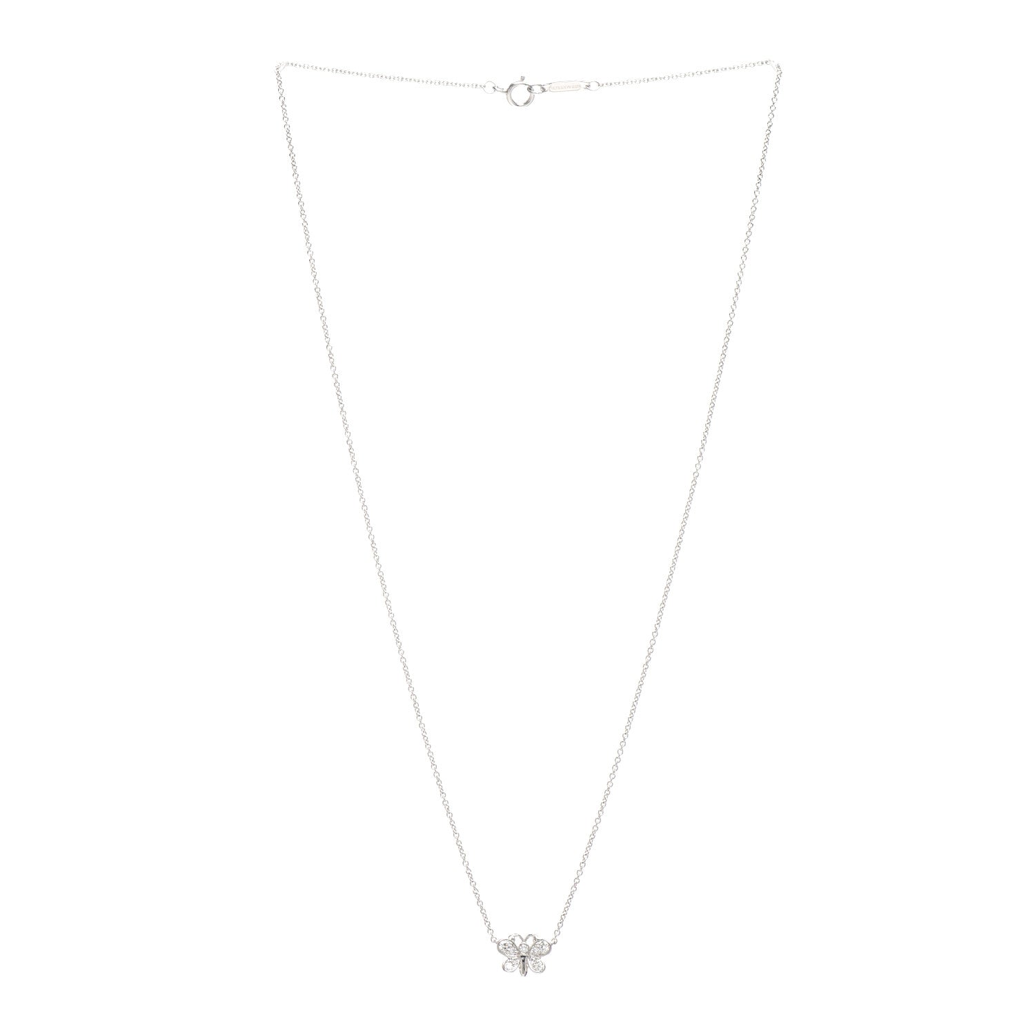 Tiffany Platinum Diamond Small Enchant Butterfly Pendant Necklace 3 of 4