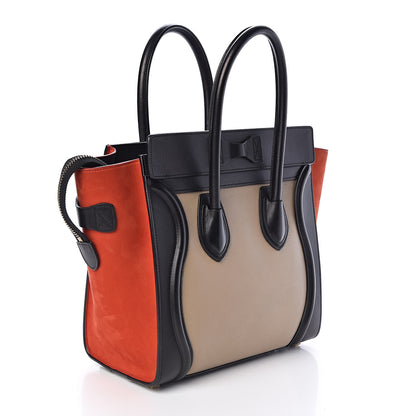 Celine Drummed Calfskin Nubuck Tri-color Micro Luggage Natural 3 of 9