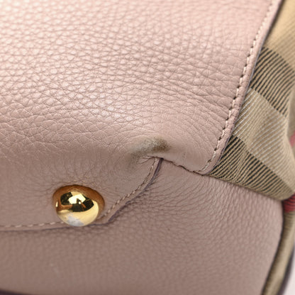 Burberry Grainy Calfskin House Check Small Banner Tote Nude Blush 13 of 15
