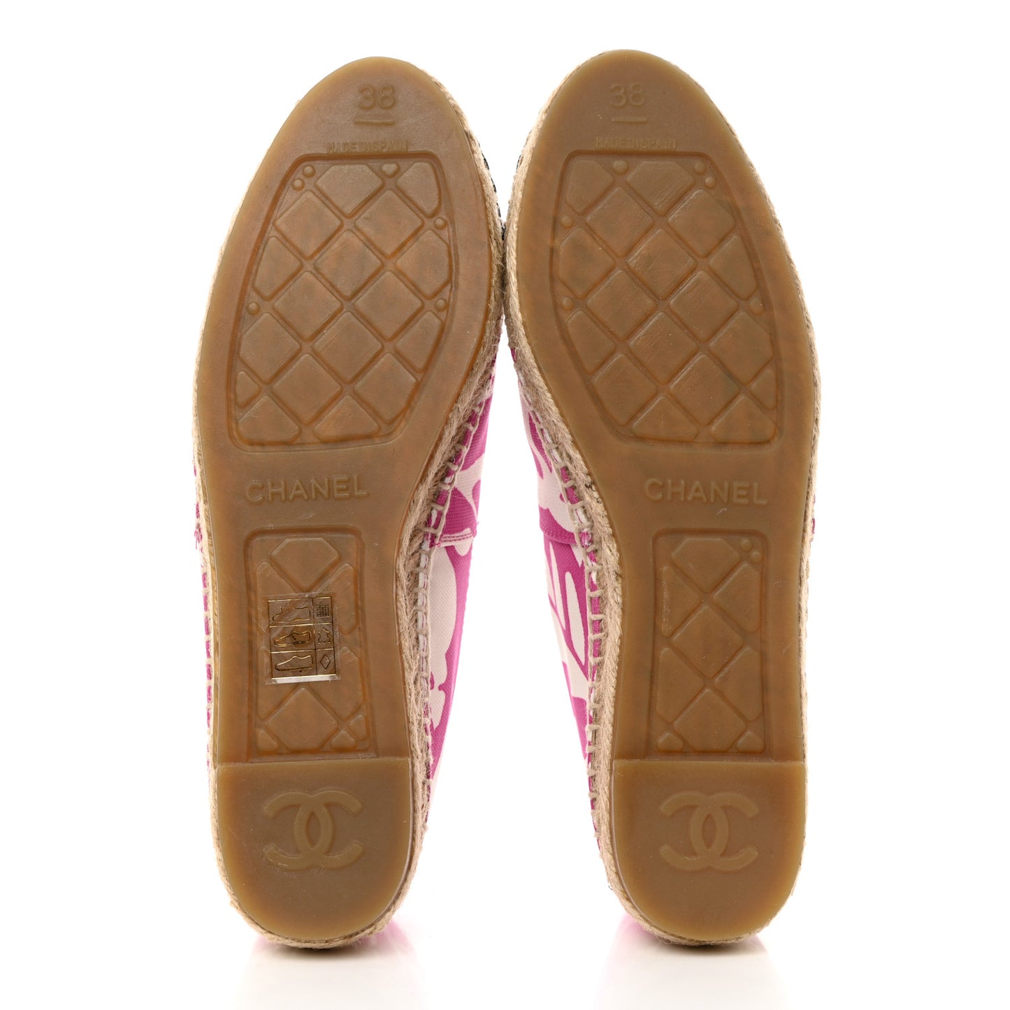 Cotton Grosgrain CC Printed Espadrilles 38 Pink Ecru Black