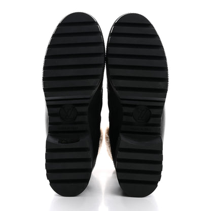 Louis Vuitton Nylon Suede Calfskin Shearling Monogram Laureate Platform Boots 38 Black 6 of 12