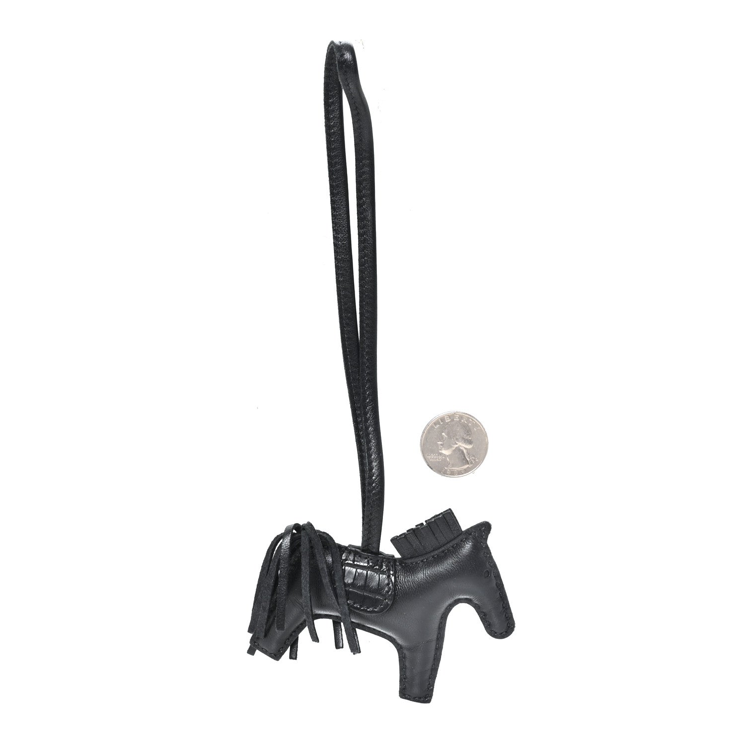 Hermes Milo Lambskin Matte Alligator Touch Grigri Rodeo Horse Bag Charm PM So Black 2 of 3