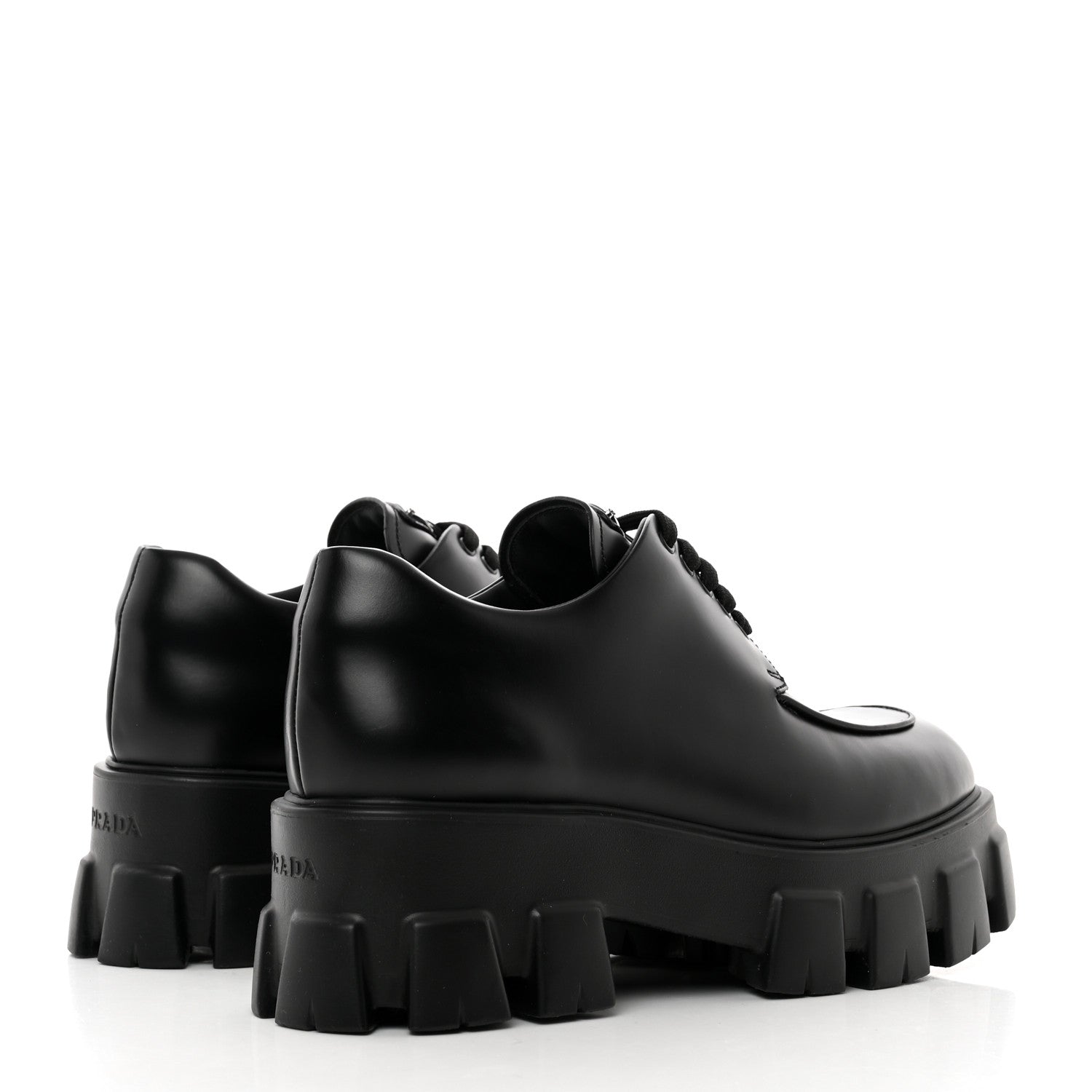 Prada Spazzolato Rois Monolith 55mm Derby Loafers 39 Black 4 of 8
