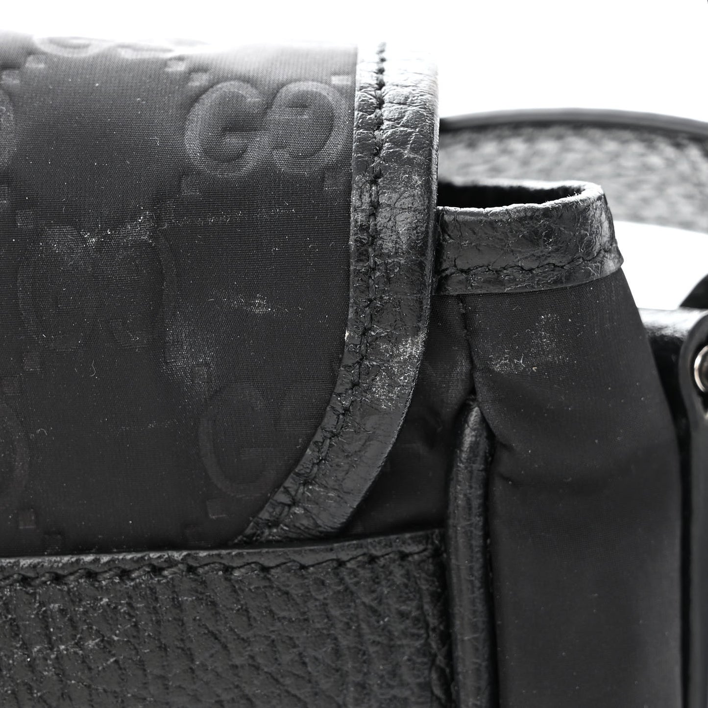 Nylon Monogram Double Buckle Flap Messenger Bag Black