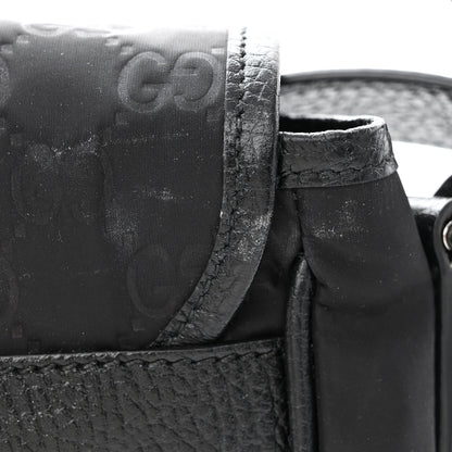 Gucci Nylon Monogram Double Buckle Flap Messenger Bag Black 14 of 14