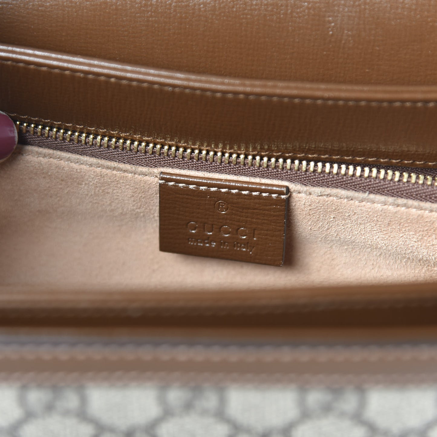 GG Supreme Monogram Horsebit 1955 Shoulder Bag Beige Brown Sugar