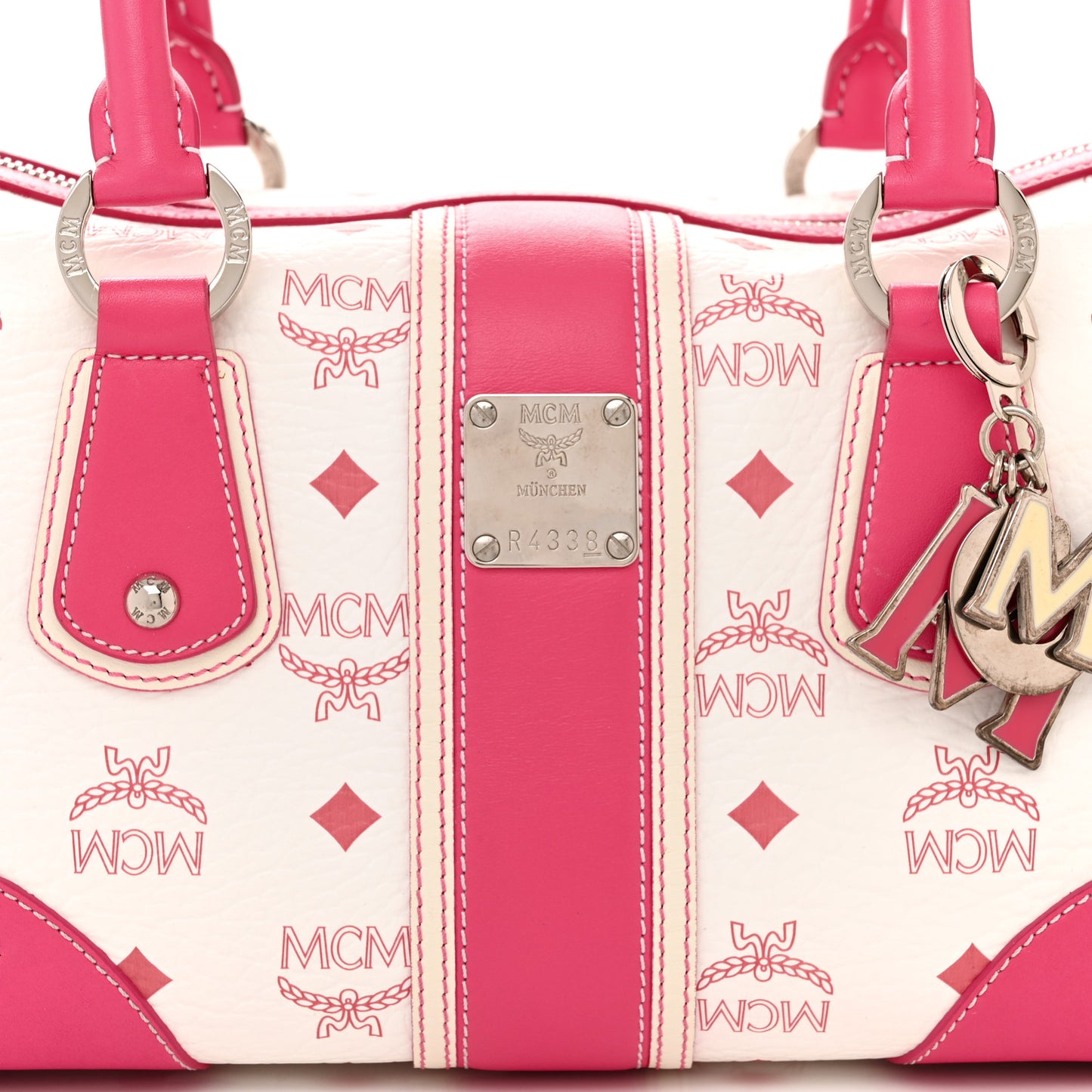 Visetos Medium Boston Bag Pink White
