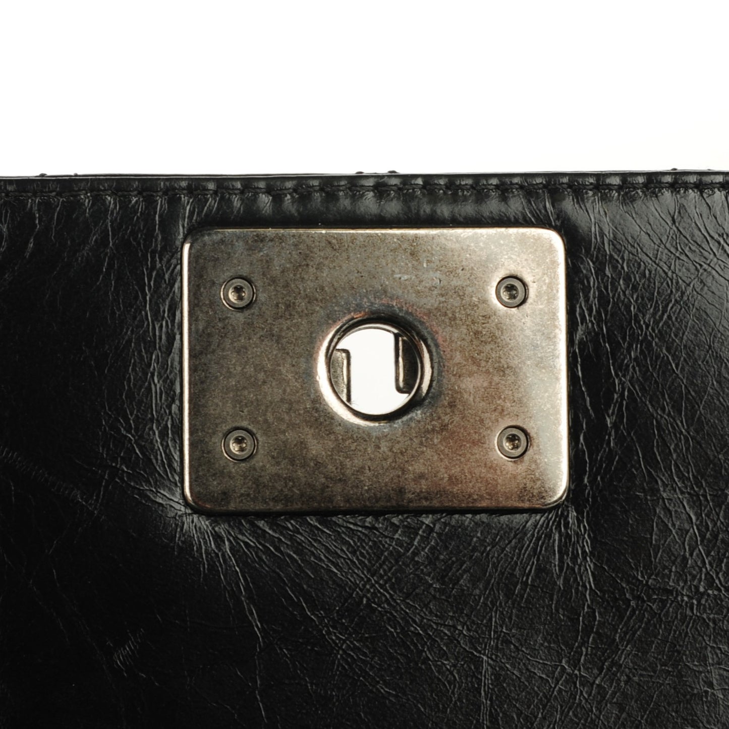 Glazed Calfskin Quilted Soft Boy Flap Black
