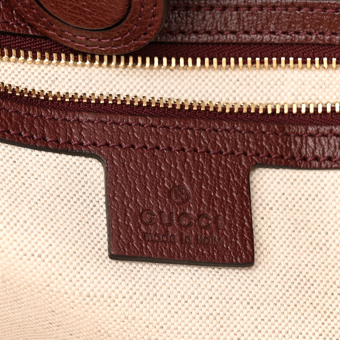 Monogram Textured Dollar Calfskin Web Medium Ophidia Shopping Tote Sahara Rubino Chardonnay