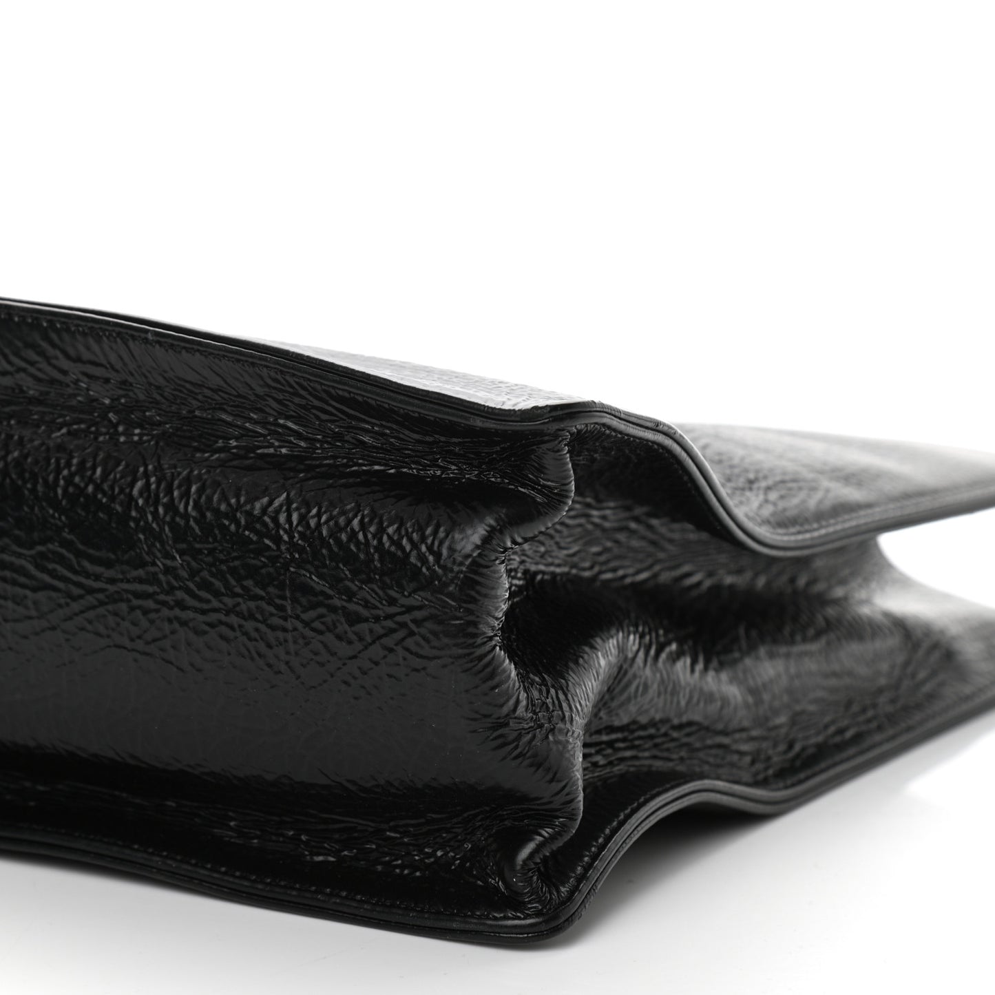 Shiny Aged Calfskin Shopping Bag Black