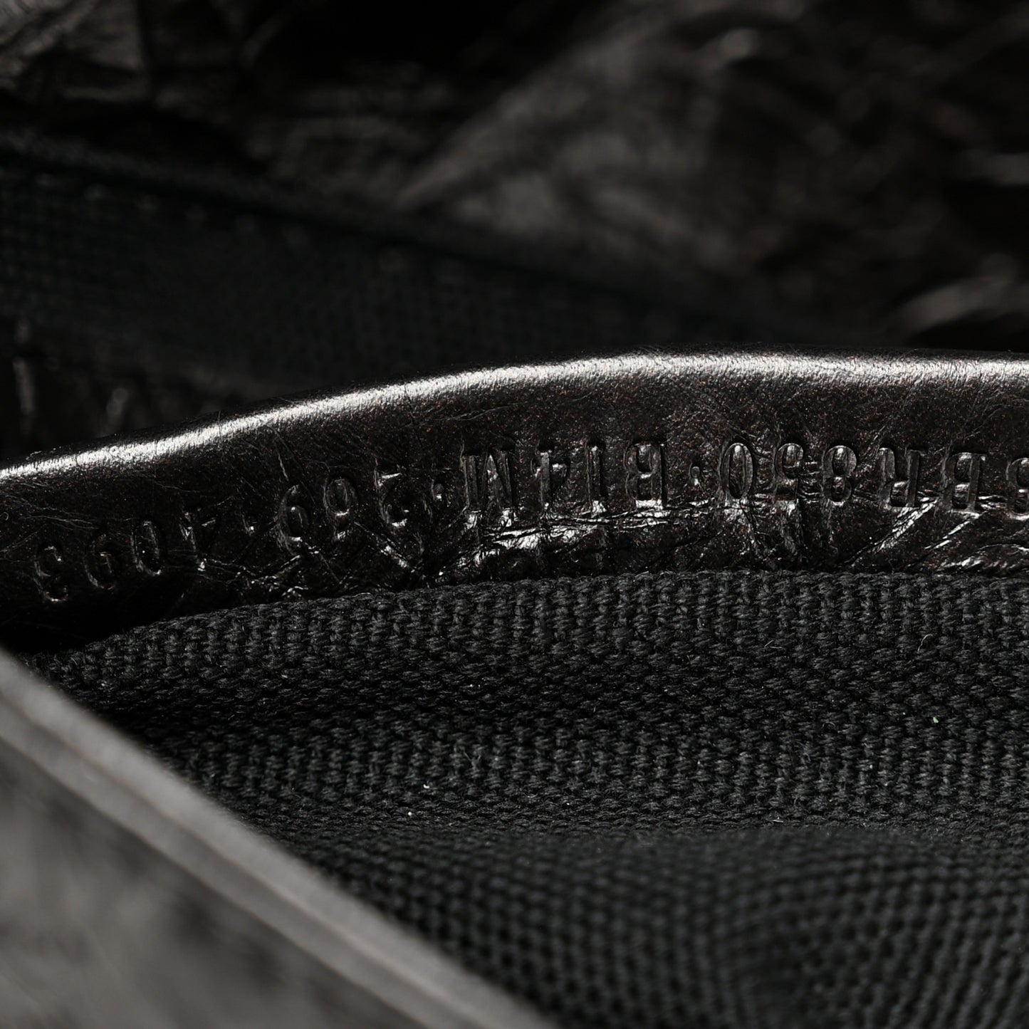 Crackled Calfskin Baguette 26424 Black
