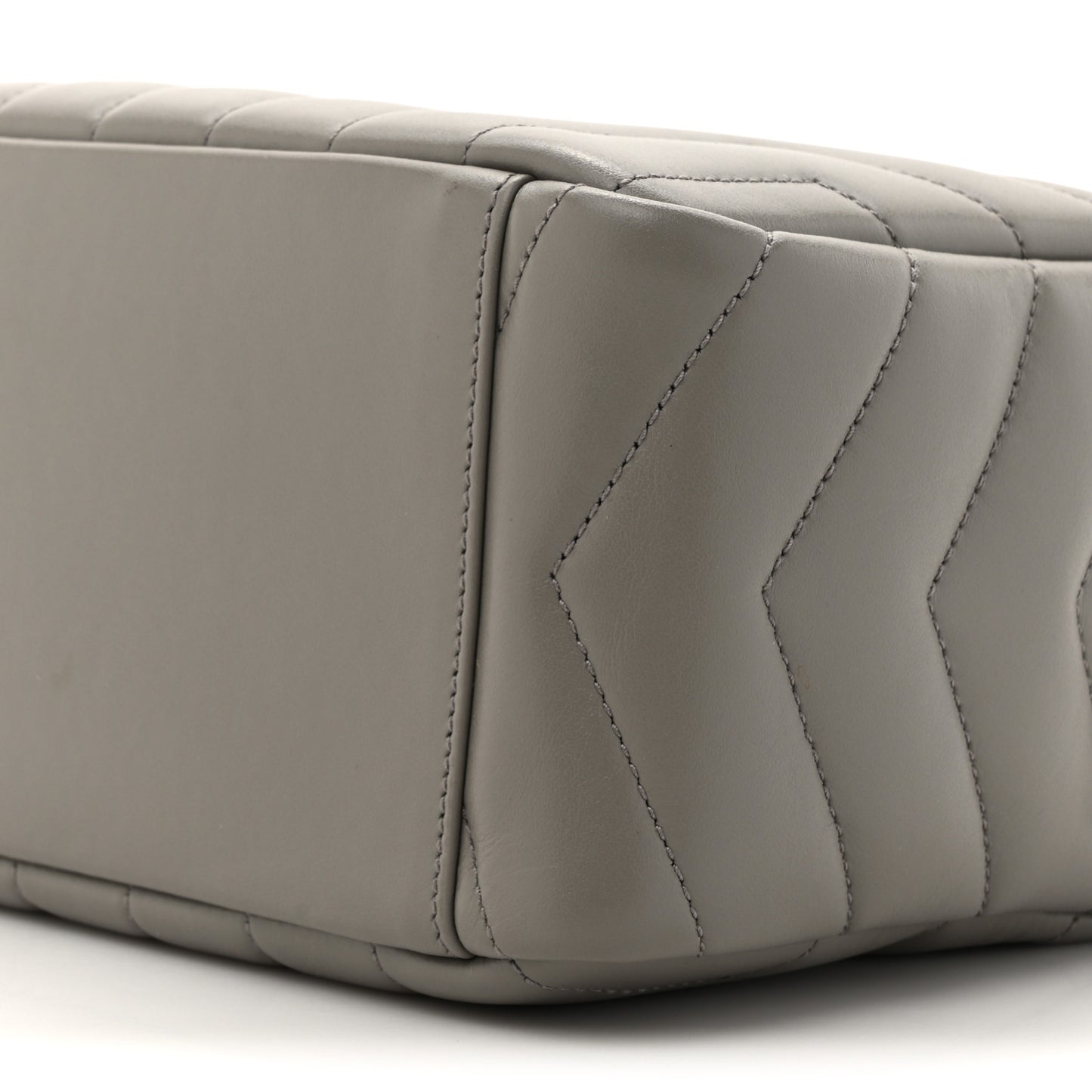 Calfskin Y Quilted Monogram Small Loulou Bowling Bag Light Gray