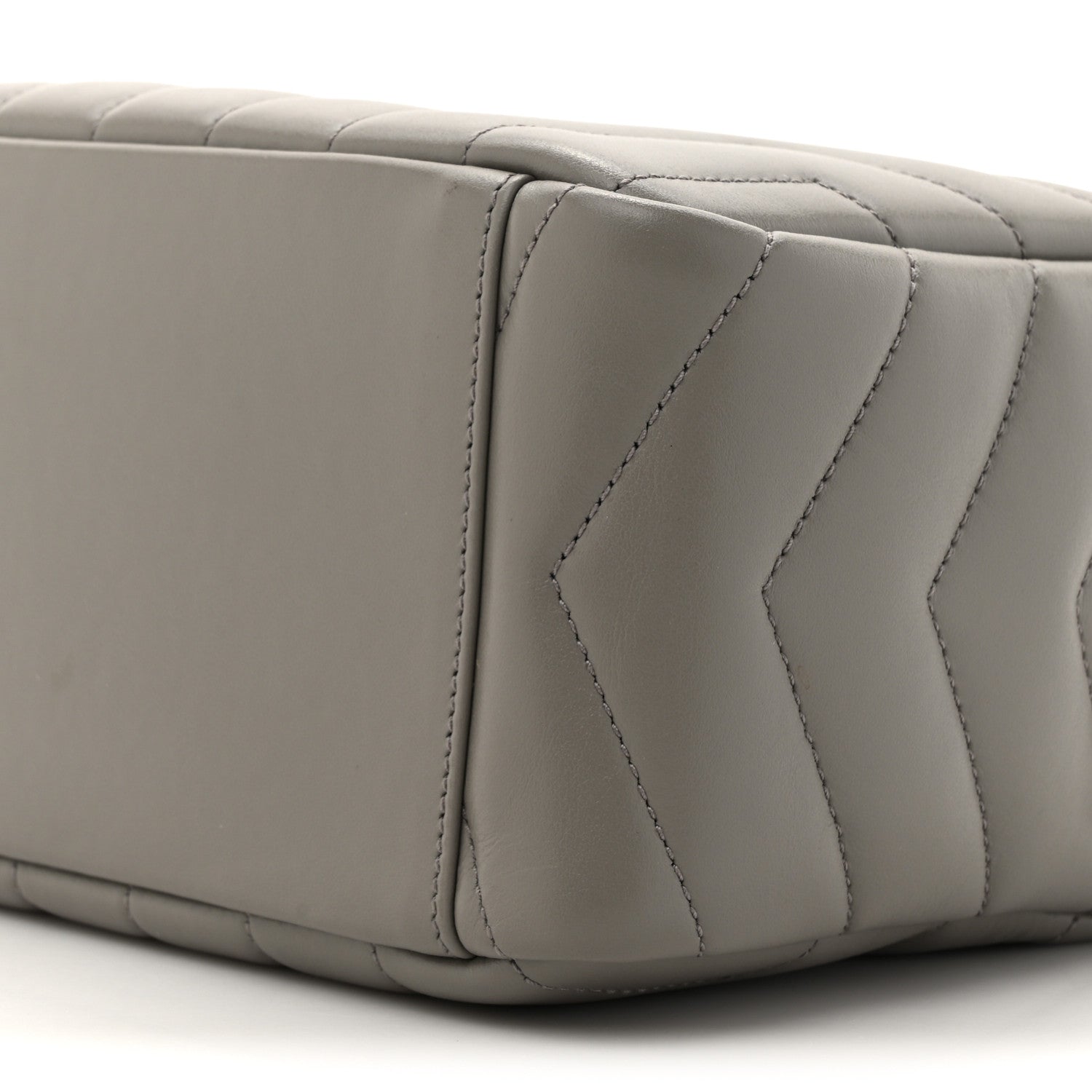 Saint Laurent Calfskin Y Quilted Monogram Small Loulou Bowling Bag Light Gray 9 of 10