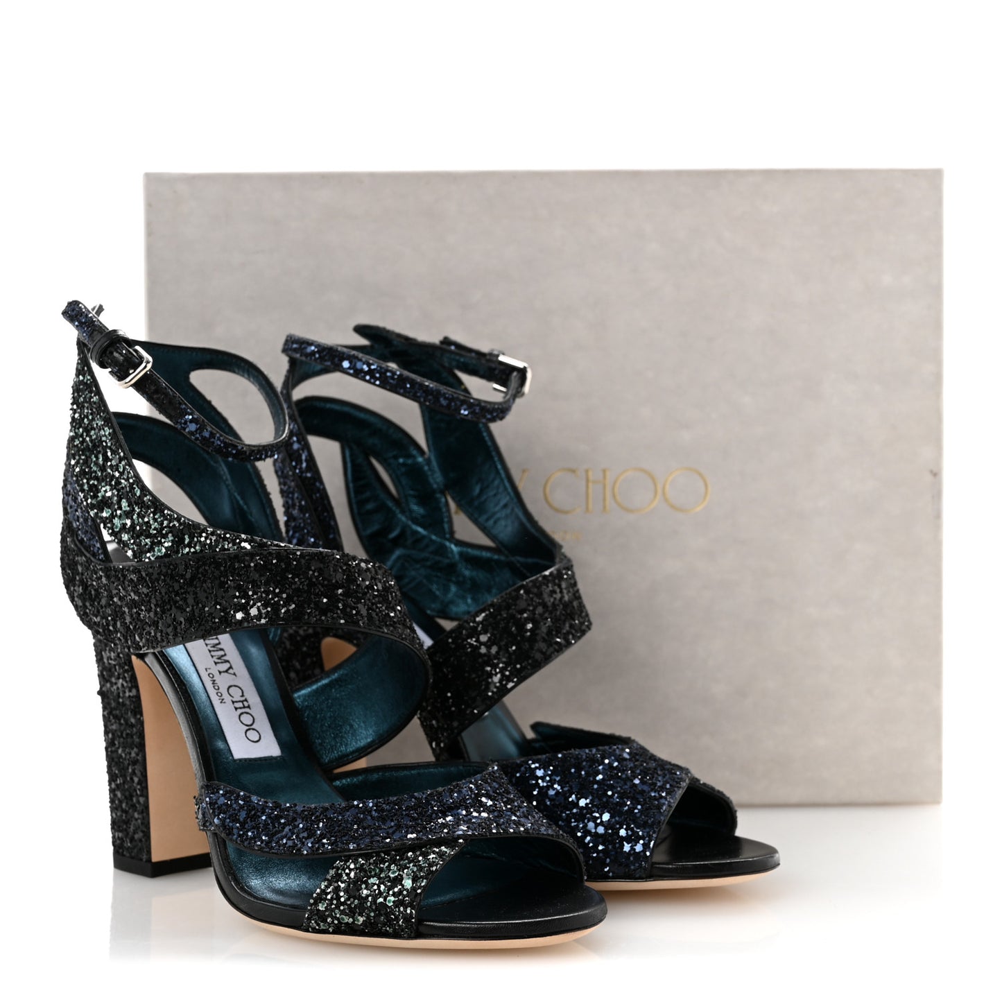 Coarse Glitter Falcon 100 Sandals 38.5 Navy Mix