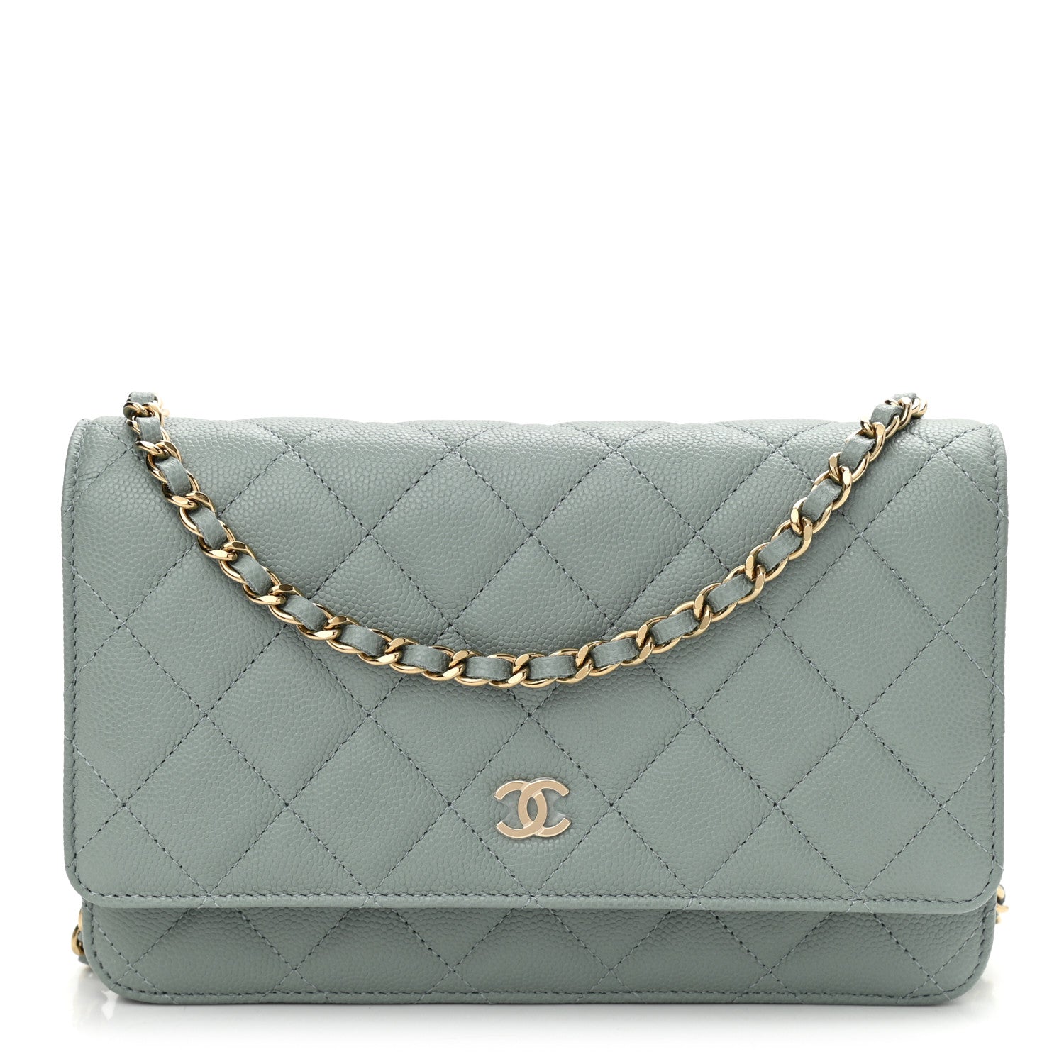 Chanel Caviar Quilted Wallet On Chain WOC Light Gray 1 of 11