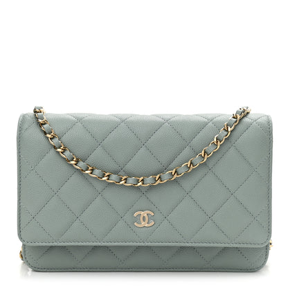 Chanel Caviar Quilted Wallet On Chain WOC Light Gray 1 of 11