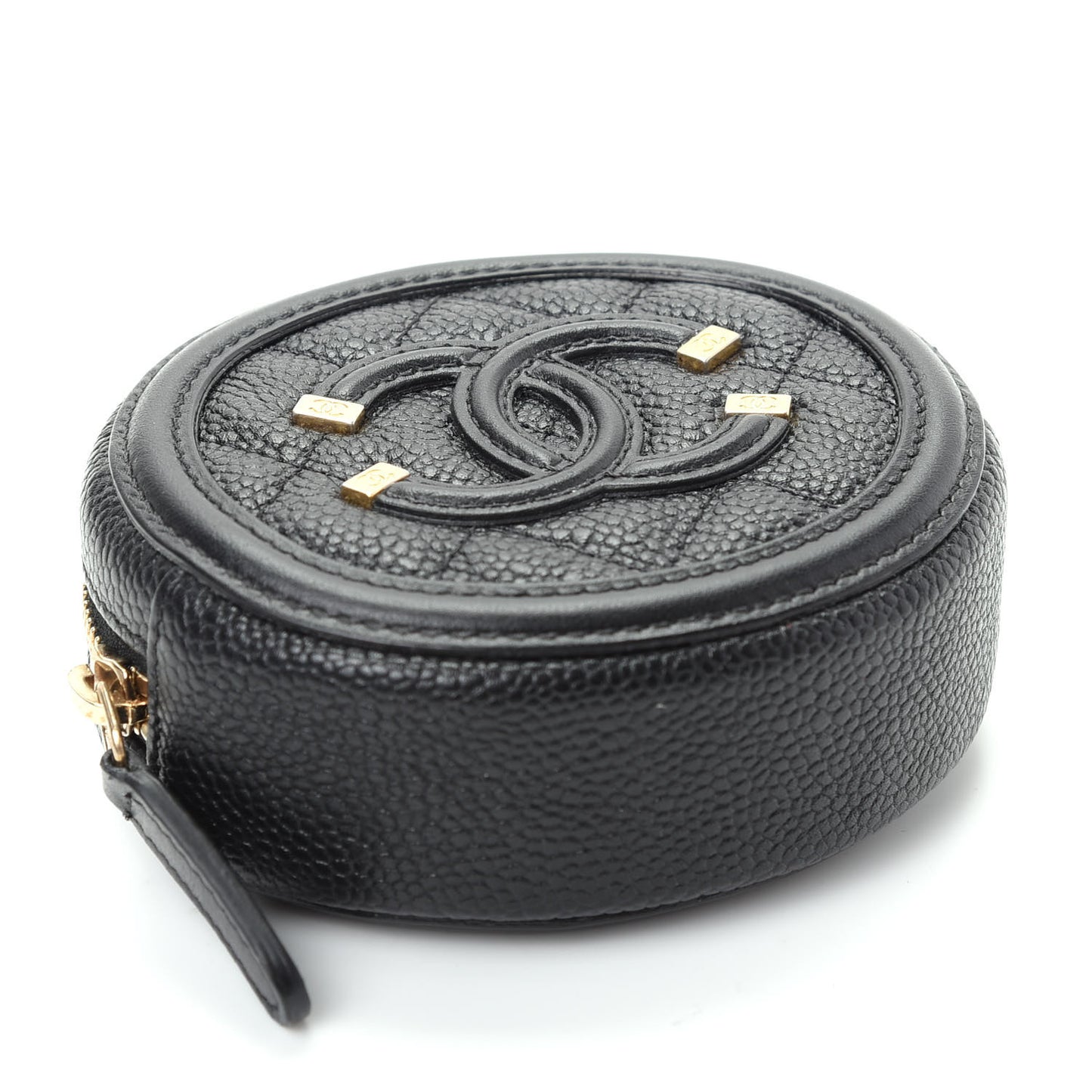 Caviar Quilted Filigree Zip Around Classic Coin Purse Black