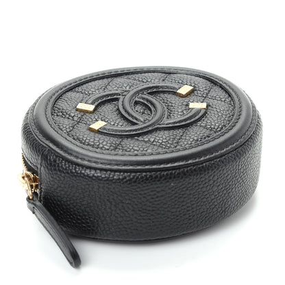 Chanel Caviar Quilted Filigree Zip Around Classic Coin Purse Black 4 of 8