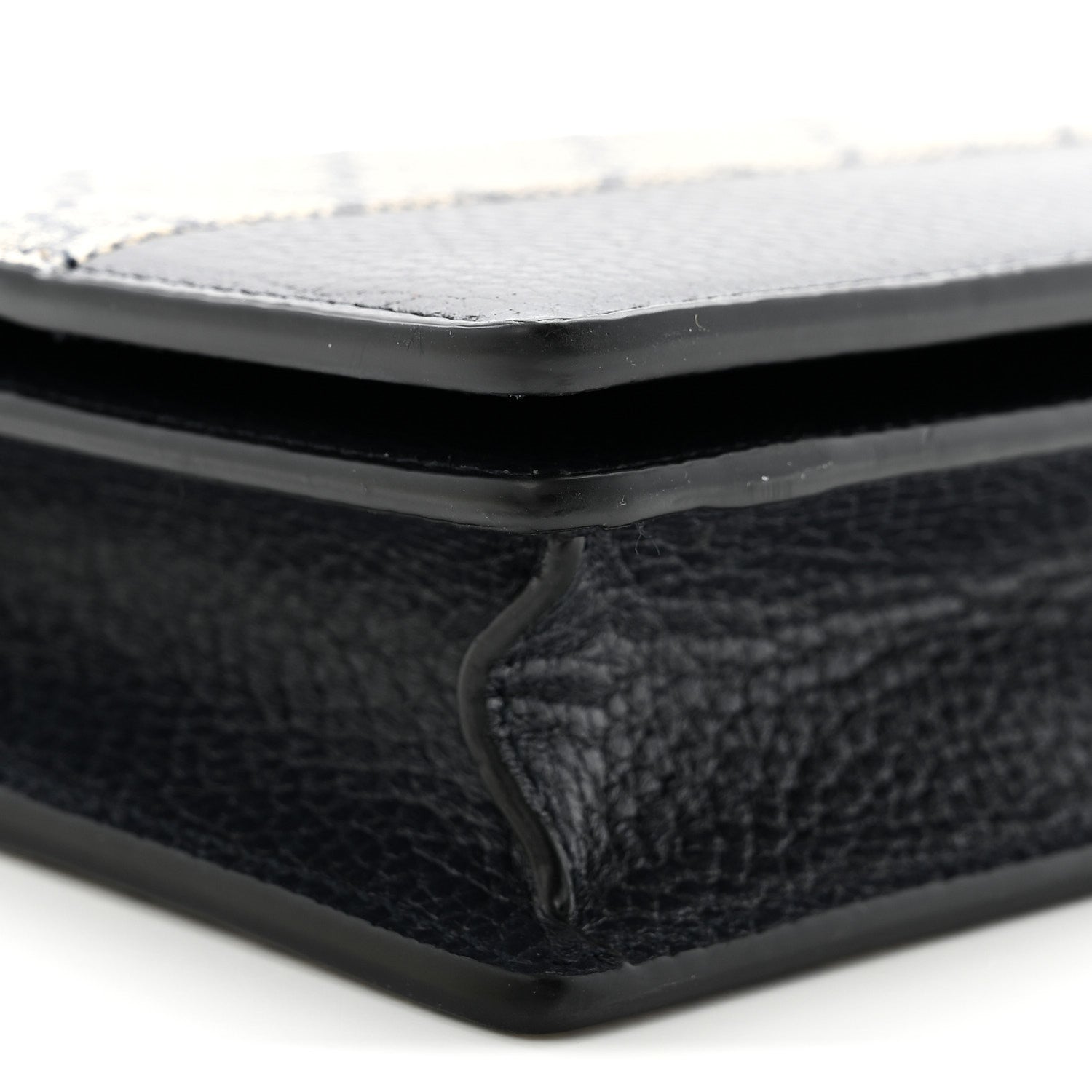 Gucci GG Supreme Monogram Textured Dollar Calfskin Mini GG Marmont Chain Wallet Beige Blue 8 of 9