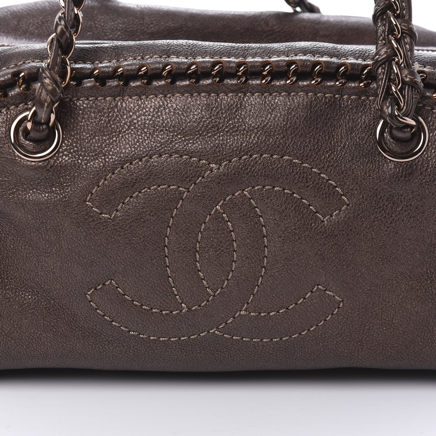 Goatskin Medium Luxe Ligne Bowler Brown