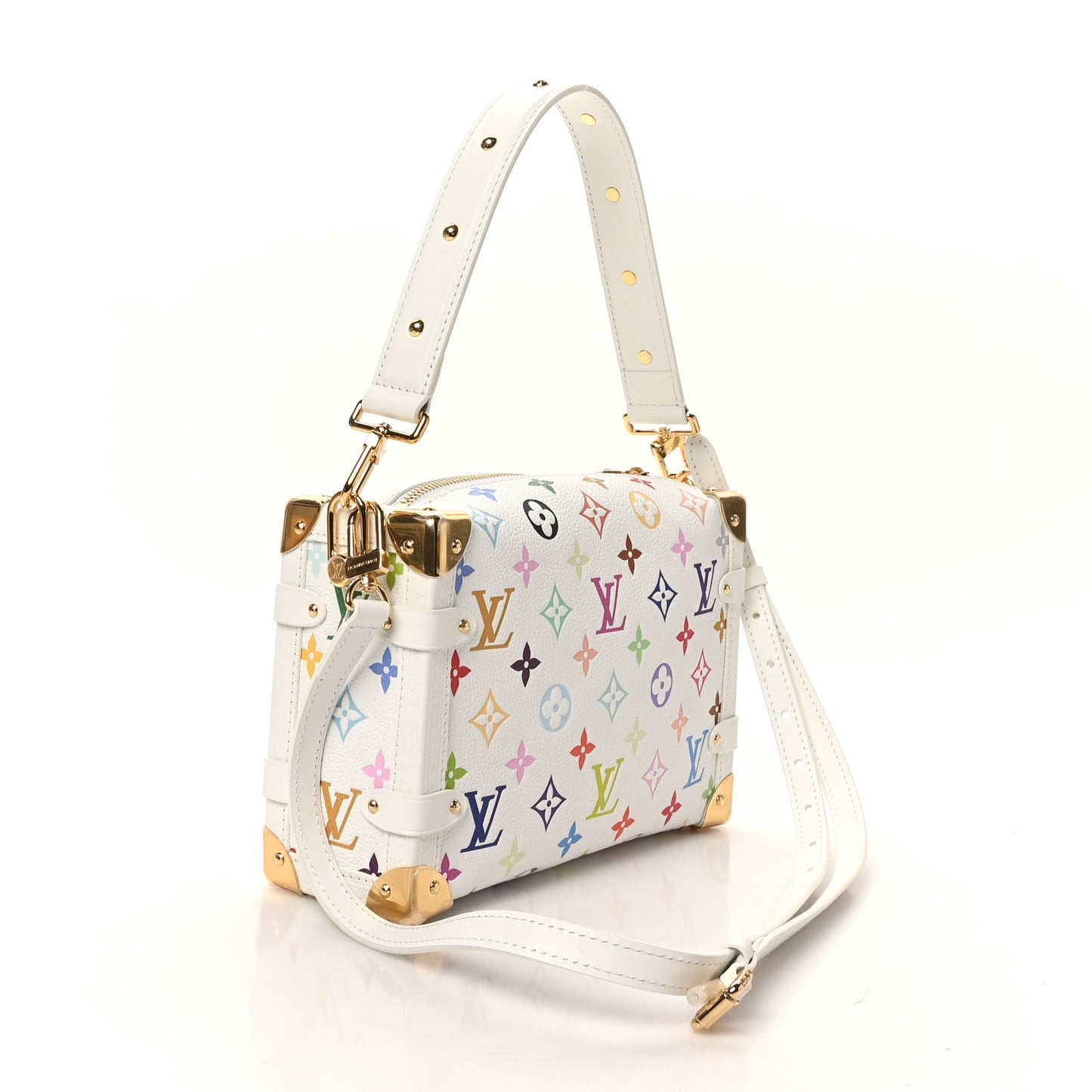 LV x TM Cowhide Monogram Multicolor Side Trunk MM White