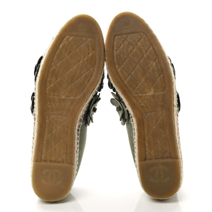 Chanel Fabric Camellia CC Espadrilles 40 Khaki 5 of 10