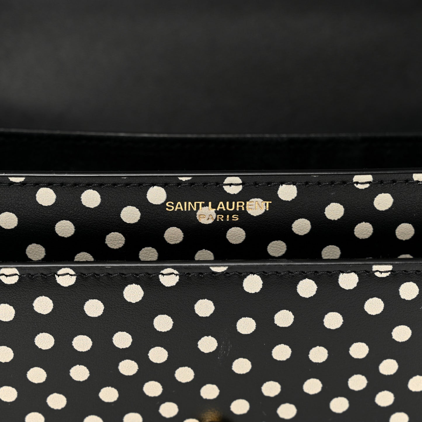 Calfskin Polka Dot Medium Monogram Sunset Black White