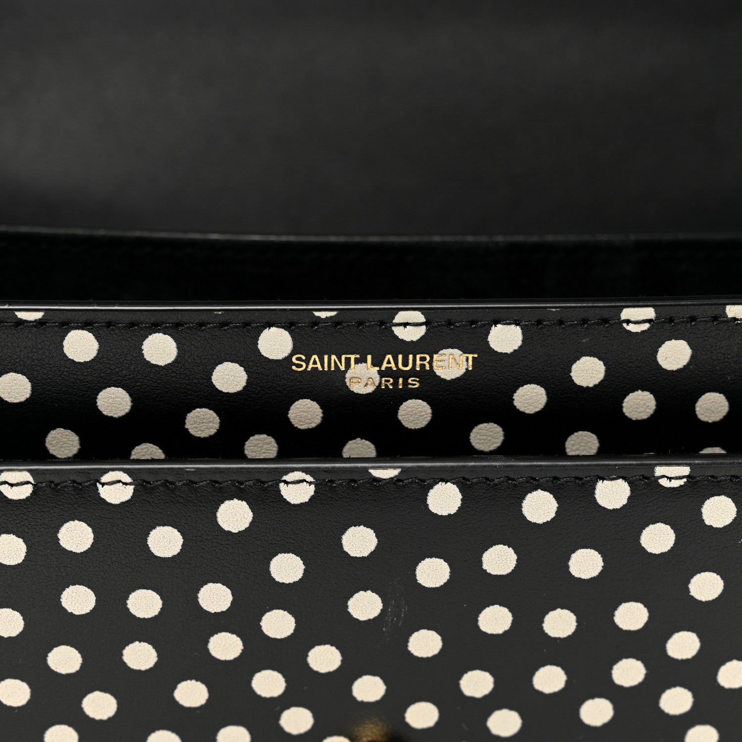 Saint Laurent Calfskin Polka Dot Medium Monogram Sunset Black White 6 of 10