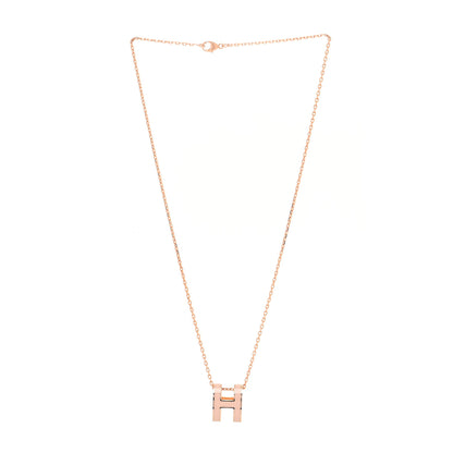 Hermes Lacquered Rose Gold Pop H Pendant Necklace Rose Dragee 2 of 4