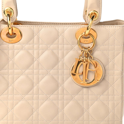 Christian Dior Lambskin Cannage Medium Lady Dior Light Beige 10 of 11