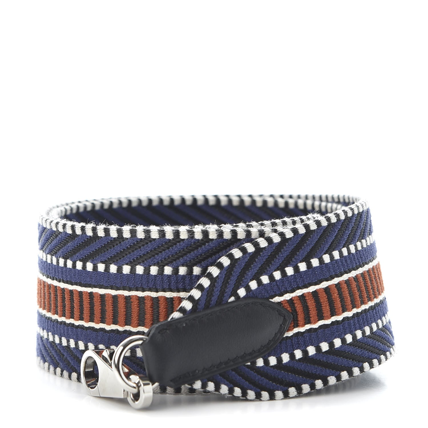 Hermes Toile Swift 50mm Sangle Cavale Shoulder Strap Bleu Encre Cuivre Black 1 of 6