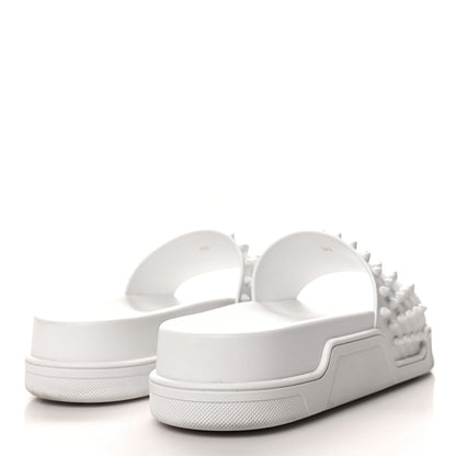 Christian Louboutin Calfskin Donna Studded Pool Fun Platform Flat Slide Sandals 39 White 4 of 9