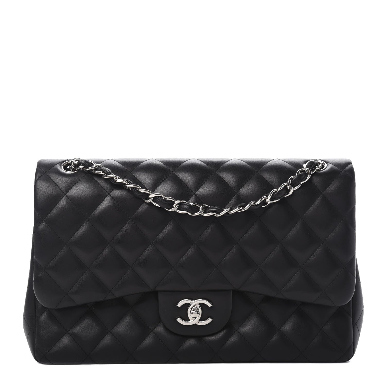 Chanel Lambskin Quilted Jumbo Double Flap Black 1 of 11
