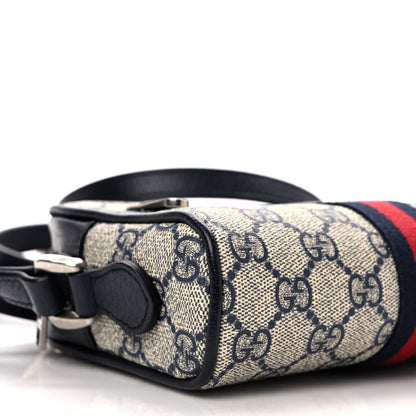 Gucci GG Supreme Monogram Textured Dollar Calfskin Web Mini Ophidia Shoulder Bag Beige Blue 6 of 8