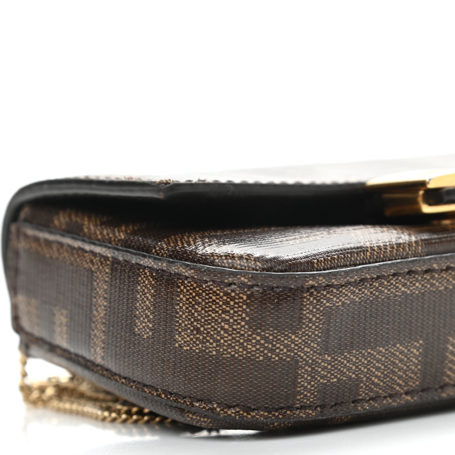 Fendi Glazed Fabric FF 1974 Nano Baguette Charm Mogano Panna 9 of 10