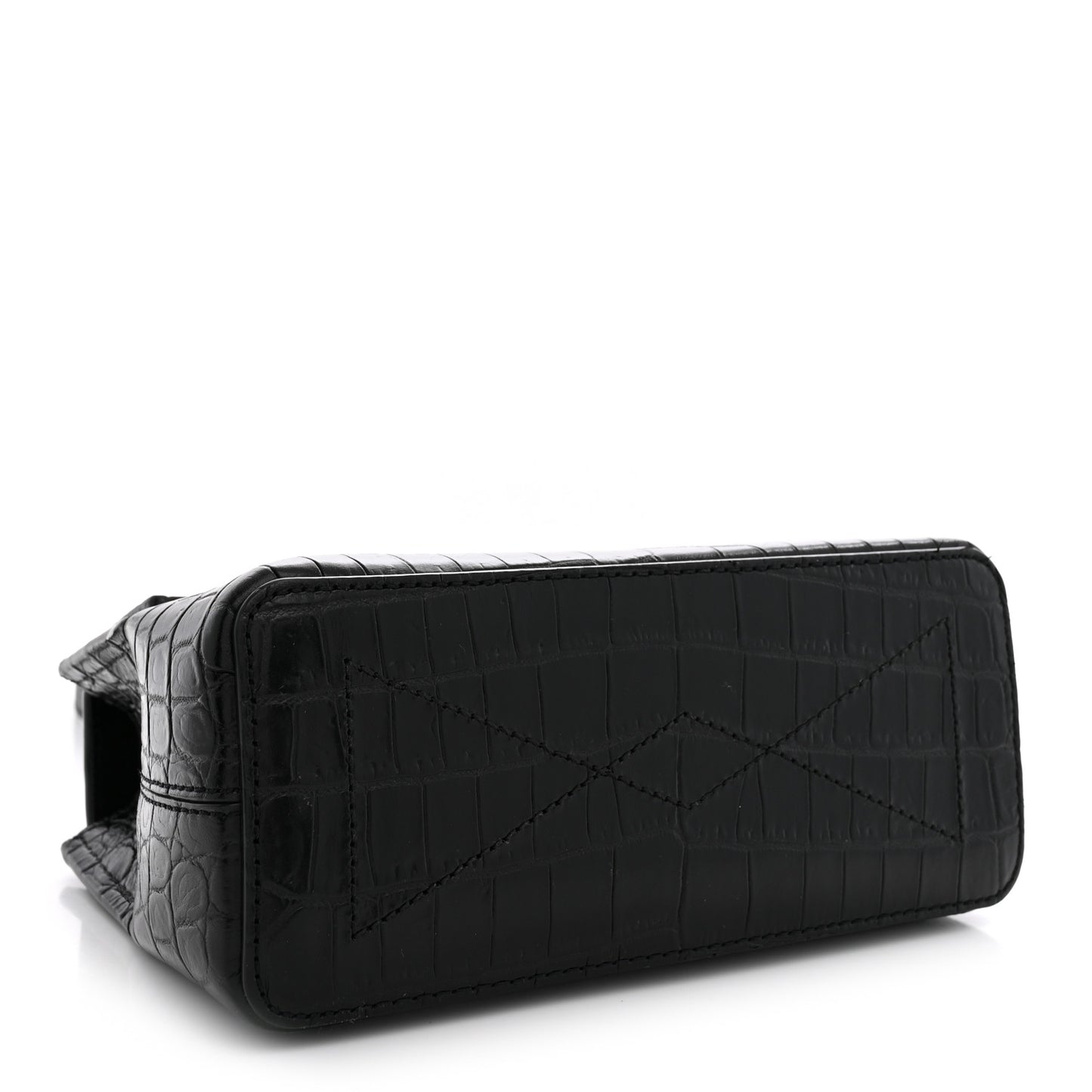 Calfskin Crocodile Embossed Micro Seaton Black