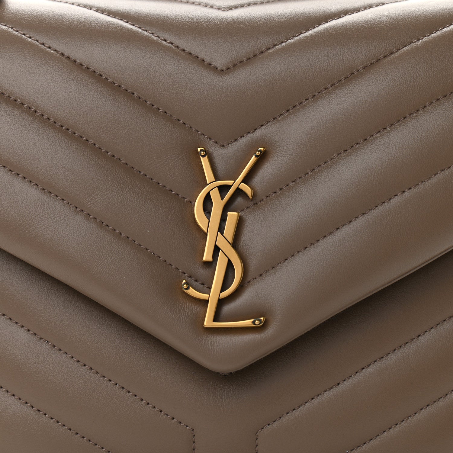 Saint Laurent Calfskin Y Quilted Monogram Medium Loulou Chain Satchel Dark Latte 7 of 9