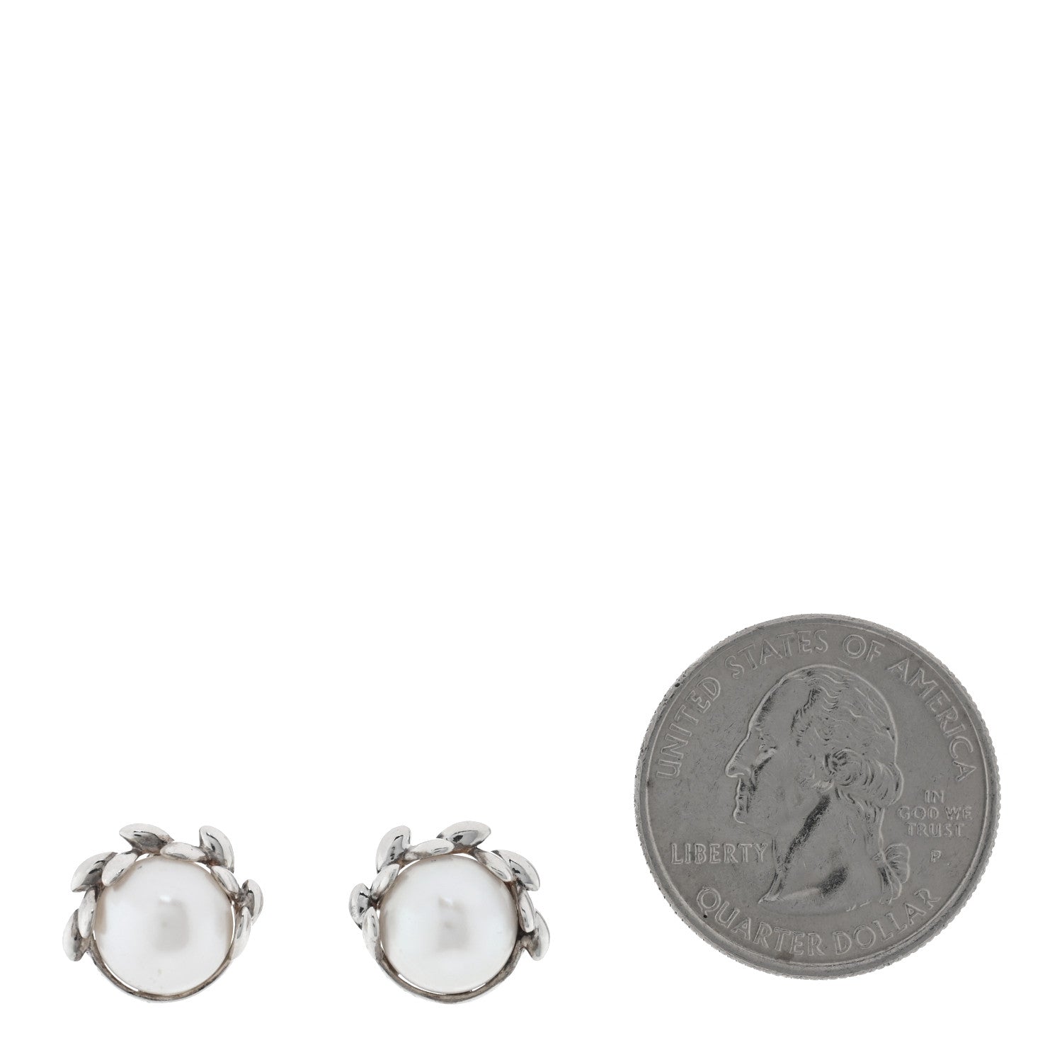 Tiffany Sterling Silver Pearl Paloma Picasso Olive Leaf Earrings 2 of 5