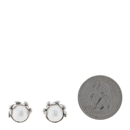 Tiffany Sterling Silver Pearl Paloma Picasso Olive Leaf Earrings 2 of 5
