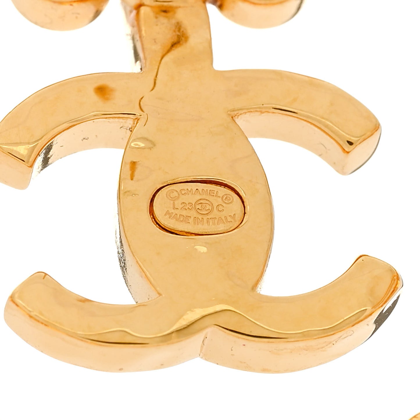Crystal Heart CC Earrings Gold